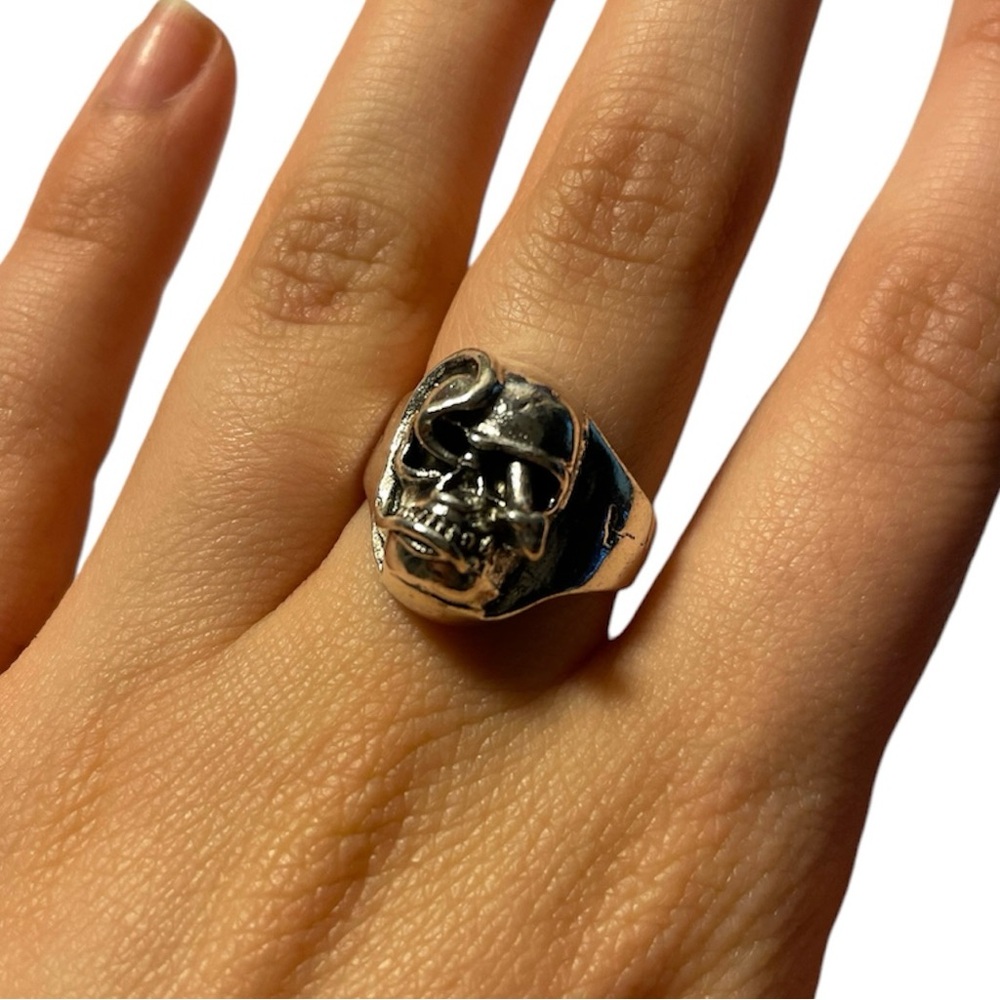 Silver Snake Skull Ring Size 7/8